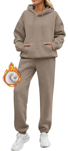 2026 Chandal Mujer Invierno Polar Oversized Chándal Completo 2 Piezas Manga Larga Sudadera con Capucha y Pantalón Conjunto Dos Piezas Conjuntos Deportivos Fitness Jogging Ropa Deportiva Sweatshirt