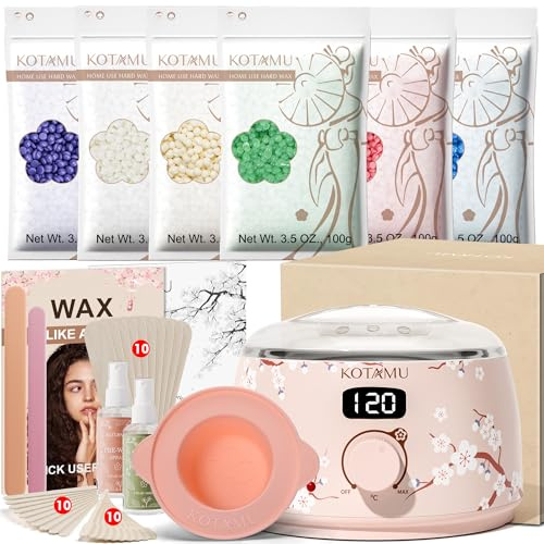 KOTAMU Calentador de Cera Depilatoria Digital Profesional con perlas de cera de 600 g, 44 accesorios, máquina de cera de calidad de salón de belleza en Hmoe