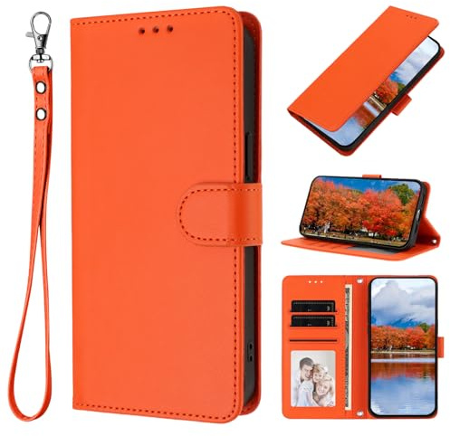 XINQCASE für Samsung Galaxy S20 FE 5G/4G Hülle, PU Lederhülle Schutzhülle [Handyband] Klapphülle Tasche, Handyhülle Flip Case für Samsung S20 FE 5G/4G, Orange