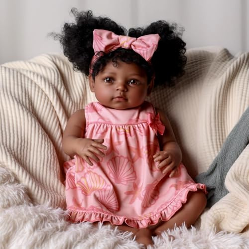 BABESIDE Schwarze Reborn-Babypuppen für Mädchen – 50 cm große, realistische Schwarze Reborn-Puppe