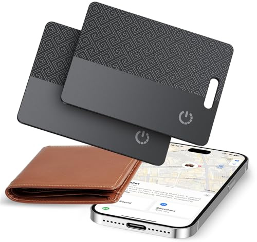 Wallet Tracker Card Air (Solo iOS): Compatible con Apple Find My, rastreador Bluetooth, Tarjeta de rastreo Inteligente, buscador de Carteras, 0,07 Pulgadas de Grosor, Resistencia al Agua IP68, Negro