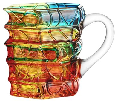 Tazas de café de vidrio, maceta apilable de libros pintados en 3D, tazas de vidrio de color degradado para bebidas calientes | para cerveza, capuchino, agua, infusión fría, Navidad, cumpleaños, viajes
