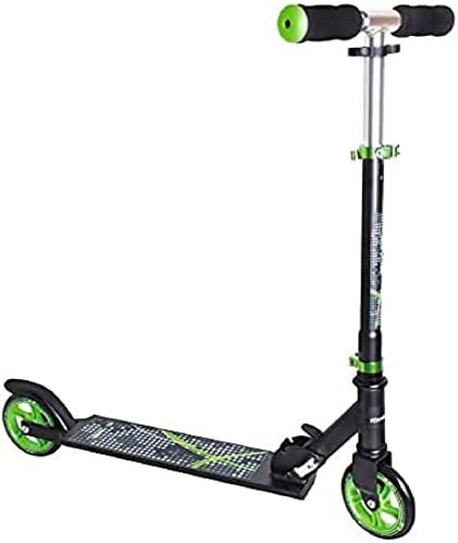 muuwmi Trottinette en Aluminium - 125 mm - Certifié ABEC 5 - GS - Hauteur réglable - Noir/Vert