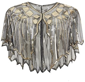 BABEYOND Damen Umschlagtücher für Abendkleid 1920s Retro Schal Hochzeit Party Braut Schal Gatsby Kostüm Accessoires (Gold)
