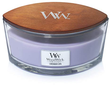 Woodwick Ellipse Duftkerze mit knisterndem Docht | Lavender Spa | Bis zu 50 Stunden Brenndauer