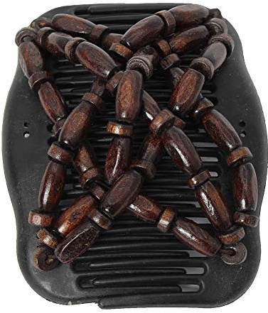 JUSTFOX - Trend African Hairclip Haarklammer Haarkamm Holzdesign Butterfly Braun, Damen, 2 Stück, 10 x 8 cm (zusammengesteckt), 10 x 6 cm (je Kamm)