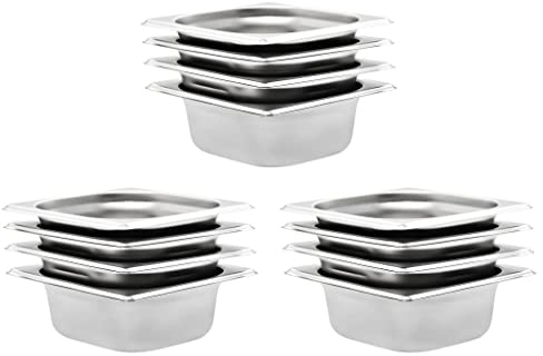 vidaXL 12x Contenitori Gastronorm Impilabili Universali Rettangolari Atossico Teglie Cucina GN 1/6 65 mm in Acciaio Inox Argento