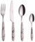 EXZACT Couverts 24 Pièces en inox: 6 x Fourchettes, 6 x Couteaux, 6 x Cuillères, 6 x Cuillère à café (Marbre x 24)