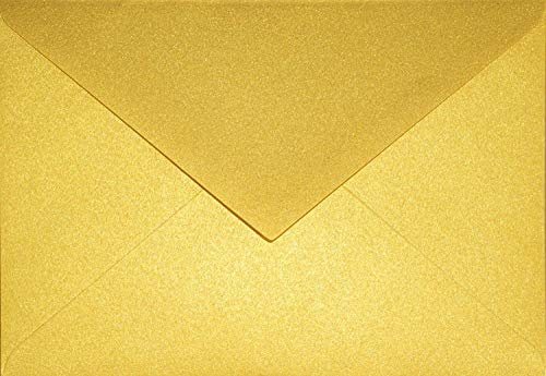 Netuno 100 Umschläge Perlmutt-Gold DIN C6 11,4x16,2 cm metallisch und edel | 120g Aster Metallic Cherish · elegante festliche goldene Briefumschläge für Weihnachten, Jubiläum & Einladungen