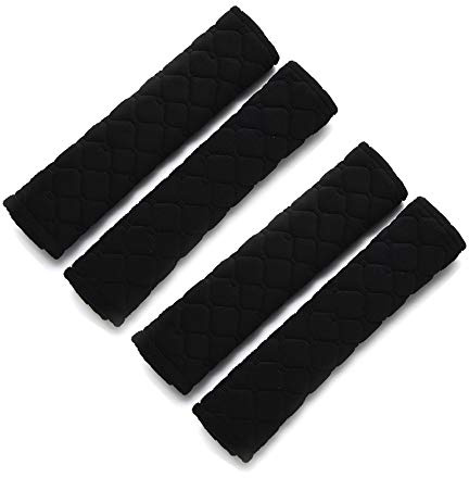 Voiture Protège Ceinture, 4PCS Voiture Protège Ceinture de Sécurité Amovible,Confort Housse Protection Voiture Enfant pour Protéger le Cou et la Épaule (Black)
