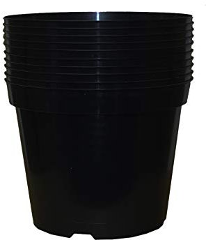 Muddy Hands Pack of 10 Black Plastic Plant Pots Outdoor Garden Round Nursery Herb Flower Planters (5 Litre)