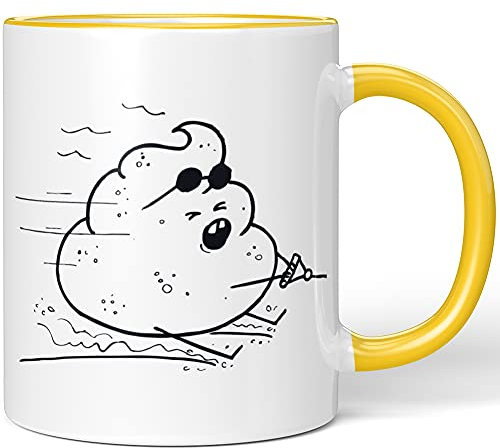 JUNIWORDS Tasse, Kackhaufen Wasserski, Wähle Farbe, Gelb