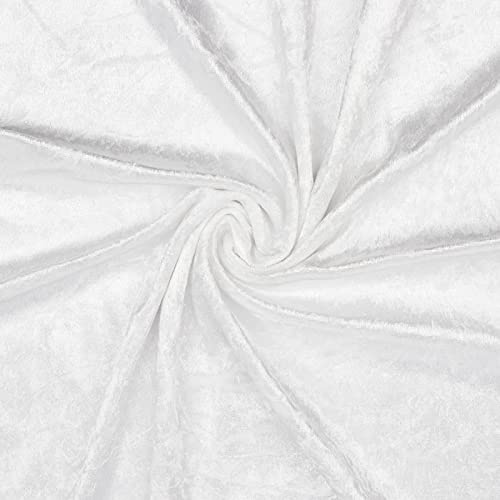 Hans-Textil-Shop Samtstoff Weiß – Pannesamt Stoff Meterware 140 cm – Deko Samt, Faschingsstoff, Velour Polyester – für Karneval, Bekleidung, Tischdecken, Kissen, Hochzeit, Deko