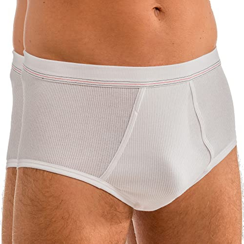 HERMKO 3248 2-pack herrtrosor av 100 % ekologisk bomull med gylf dubbelribbad, Vit, 4XL