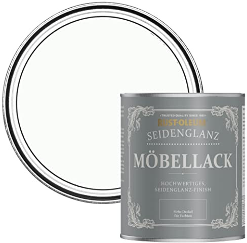Rust-Oleum weiß Möbelfarbe mit Seidenglanz-Finish, geruchsarm und wasserbasiert für Innenholz - Mondstein 750ML