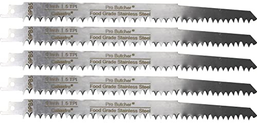 Caliastro 9-Inch Stainless Steel Frozen Meat Bone Cutting Saw Blades for Reciprocating and Sawzall Saws 5-Pack