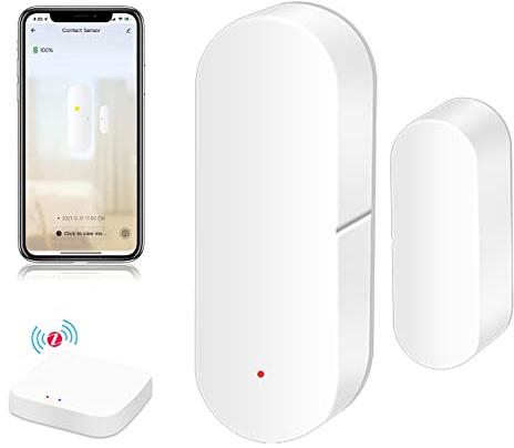 BSEED ZigBee 1er Pack Türfenstersensor Anti Diebstahl Alarm Sensor für Türen Fenster Schränke und Wohnungen kompatibel mit Tuya Alexa Google APP (Zigbee Hub Erforderlich) ohne Batterien