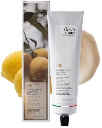 Flow'r Moon Exfoliante Purificante para el Cuero Cabelludo 150 ml – Scrub Capilar con Arcilla Blanca, Peeling Exfoliante Detox para Cuero Cabelludo y Cabello