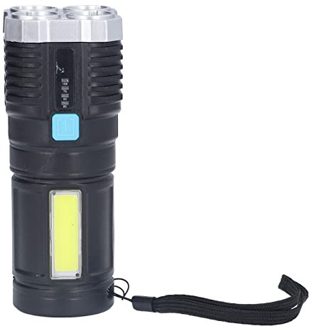 Hyuduo Linterna LED Brillante de Cuatro Núcleos, Recargable por USB, Foco Multifuncional para Exteriores, Luz de Flash EDC de Bolsillo con Indicador de Batería para Camping, Senderismo, Emergencia
