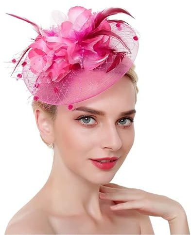 Fascinator-Hut mit Blumen und Federn, für Damen, Pillendose, Hut auf einem Stirnband und einem gegabelten Clip, Cocktail-Party, Rennhüte, Brautparty, Haarspange, Kopfschmuck für Hochzeit, Teeparty,