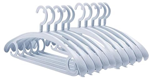 Trrcylp 10 Stück robuste Kunststoff-Kleiderbügel 11,3 kg Kapazität Drehhaken breite Schulter rutschfest dick Kleiderbügel (Blau)