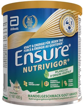 Ensure NutriVigor Plant Based 400g - HMB, Eiweiss, Vitamine & Mineralstoffe | Nahrungsergänzungsshake: Pflanzliche Proteine, Vitamin C, Vitamin D, Zink, Magnesium und mehr– Für Kraft, Energie & Immunität