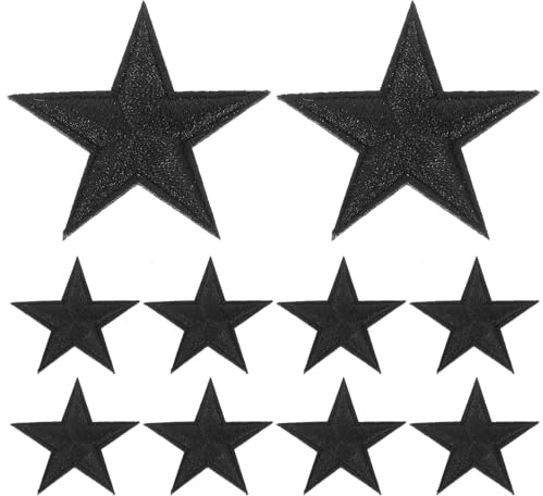 Milisten 10 Stück Stern-Aufnäher Zum Aufbügeln Fünfzackige Stickerei-Patches Für Kleidung Jeans Jacken Rucksäcke Und Diy-Bastelprojekte Schwarze Applikationen Für Reparatur Und Dekoration