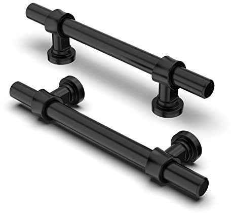 FURNIWARE 10 Stück Möbelgriff, 96mm Bohrlochabstand Möbelgriffe Schrankgriffe Küche Kabinett Griff Verwendet für Türgriff der Badezimmertür Kleiderschrank,Matt Schwarz