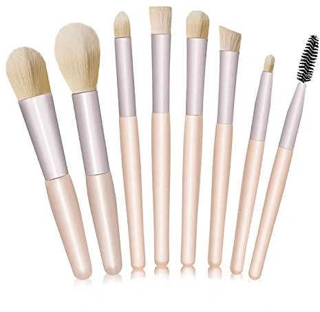 Set Pennelli Make Up, 8 Pezzi Pennelli Trucco Pennello Fondotinta Liquido Pennelli Trucco Professionale Pennello Correttore Occhiaie Kit Pennelli Ombretto Occhi (Albicocca)