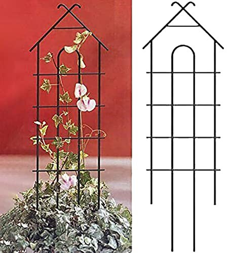 HZSCL Zoll Großes Pflanzen-Klettergitter, Gartentopf-Pflanzenständer Clematis-Stützgitter, Schwarz, Weiß, 75 * 28cm (Color : Black, Size : 75 * 28cm/37 * 7.87in)