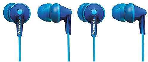 Panasonic RP-HJE125-A Ergofit In-Ear-Kopfhörer mit kraftvollem Klang, bequemem rutschfestem Sitz und 3 Größen von Ohrstöpseln, blau (Packung mit 2)