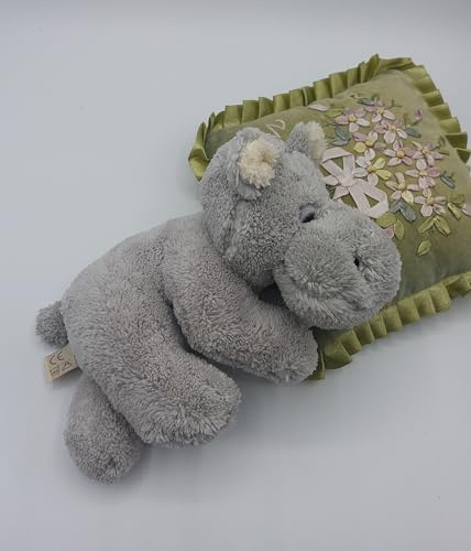 CHINOCO Plüschtier Nilpferd weich liegend schlafend Schmusetier Kuscheltier Stofftier Kinder Baby Spielzeug Geschenk L20cm