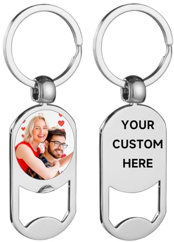 KISSBELLY Custom Bottle Opener Keyring, Double Sides Personalised Picture Opener Keyring Accessories for Dad Husband Birthday Father's Day Gifts