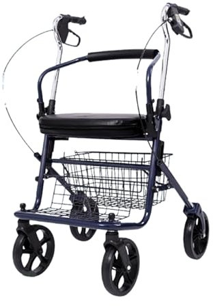 Rollator pieghevole,deambulatore da esterno,Deambulatore per anziani,Girello anziani,Altezza regolabile,per terreni e attività all'aperto Navy blue