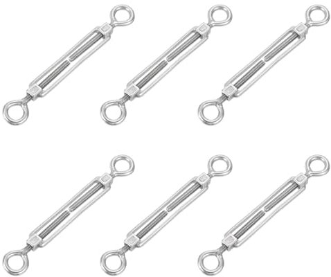 QUARKZMAN 6 Stück M6 Augen-zu-Augen Spannschrauben Drahtseilspanner, 304 Edelstahl Spannschraube Verstellbarer Kabelspanner für Sonnensegel, Wäscheleine
