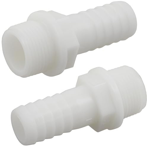 AERZETIX - Juego de 2 Racores Macho Acanalado Recto 3/4'' x Ø20mm para Atornillar - Rosca Exterior - Adaptador Conector Sistema Circuito de Irrigación Riego - en Poliamida - Color Blanco - C75009