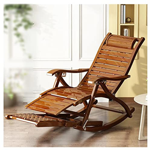 Rasenstuhl-Schaukel, Schaukelstuhl-Liegestuhl, 3-in-1-Holz-verstellbarer, 5-fach verstellbarer, robuster, zusammenklappbarer Chaiselongue-Stuhl, bequemer, gepolsterter Einzel-Freizeit-Sofa-Sessel für