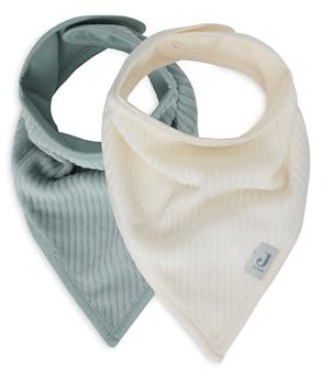Jollein Sabberlätzchen Baby - Bandana - Velvet Rib, Sea Green/Ivory - 2er Pack - Baumwolle, Polyester - Mit Klettverschluss - Babylatz - Lätzchen Baby