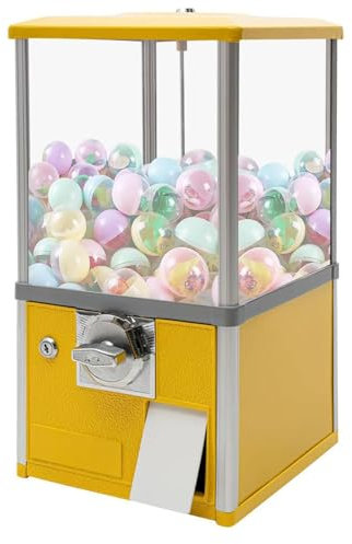 Commercial Candy Gumball Machine Vending Machine,25 Cent Coin Vending Machine,Candy Dispenser Prize Machine Candy Machine,Yellow