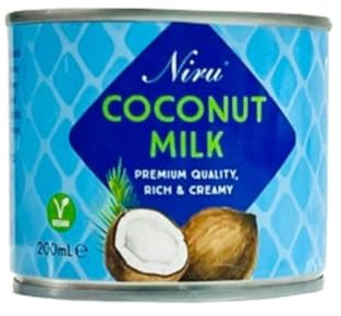 Niru's Coconut Milk Tin- 200ml, Pure, Creamy, and Rich, Perfect for Cooking, Baking & Beverages, No Additives Pack of 1