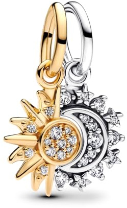 Amuefer 925 Sterling Silber Goldener Charms Anhänger Perlen Sicherheitskette, Liebe, Sonnenblumen, Familien Charms Cubic Zirkonia Anhänger für Halsketten Geburtstag Schmuck Geschenke für Frauen