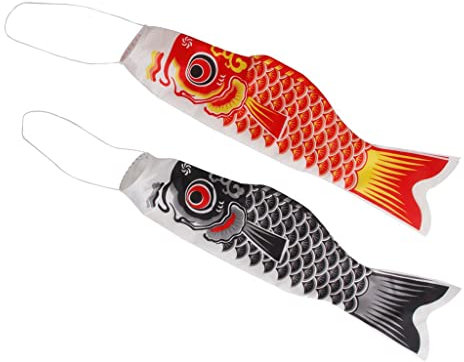 Qianly Schwarz + Pink 150cm Japanischer Windsack Karpfenflagge Koi Sailfish Wind