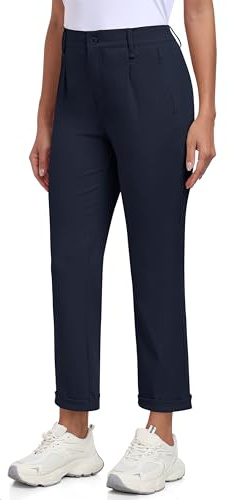 MoFiz Damgolfbyxor, stretch, affärsbyxor, eleganta, ventilerande, utomhus, golfbyxor, kontor, kostymbyxor med elastiskt band, blå, XL