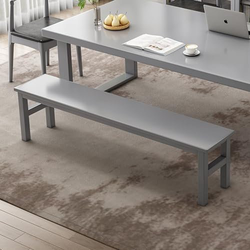 Rustikale Bauernhaus-Holzbank mit abgerundeten Ecken, Eingangsbereich, Küchenbank, Stuhl für Esszimmer, Schlafzimmer, Wohnzimmer, Bettbank, schmale Holzbank in Grau (140 cm)