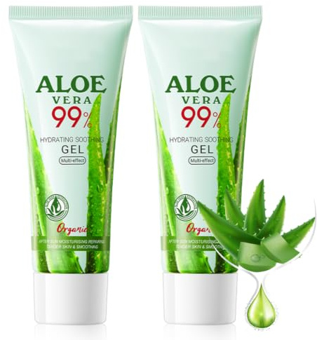 2PCS Pure Aloe Vera Gel 50g - For Face, Skin - Organic After Sun Gel Aloe vera gel for face, skin, Organic & pure. Use as face cream, after sun gel, aloe gel for acne or soothing, Non-greasy 2PCS