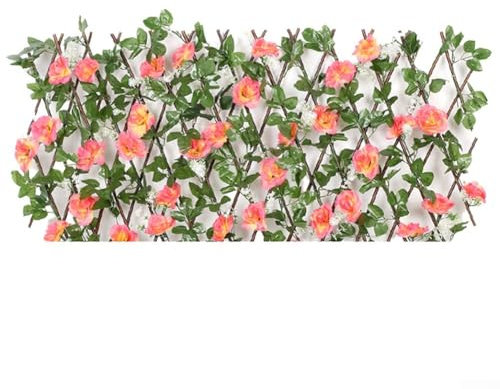 Künstlicher Efeu-Zaun, Balkon-Sichtschutz, Gartenzaun, Pflanzen-Wandpaneele, künstlich, UV-geschützte Hecke, Efeu-Spalier, erweiterbar für Garten, Balkon (Dunkelrosa)