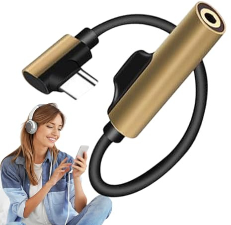 Adattatore USB C - Jack per cuffie di tipo C, cavo convertitore audio, adattatore per presa da 3,5 mm | Adattatore audio telefonico per la ricarica e l'ascolto, cavo USB C a AUX Compact per