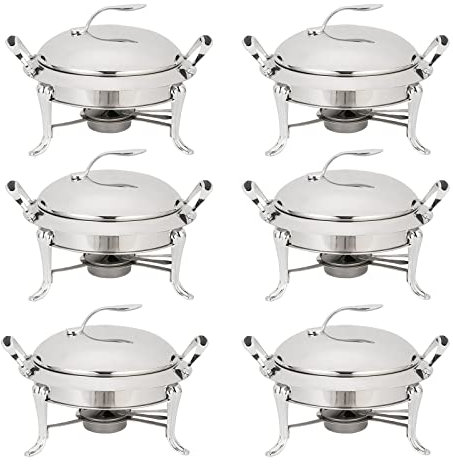 Chafing Dish Set, mit Pfannen, volle Größe, Edelstahl, rund, Buffet-Servierer, für Catering, Party, Hochzeit, Abendessen, Speisenwärmer, Deckel und Brennstoffhalter