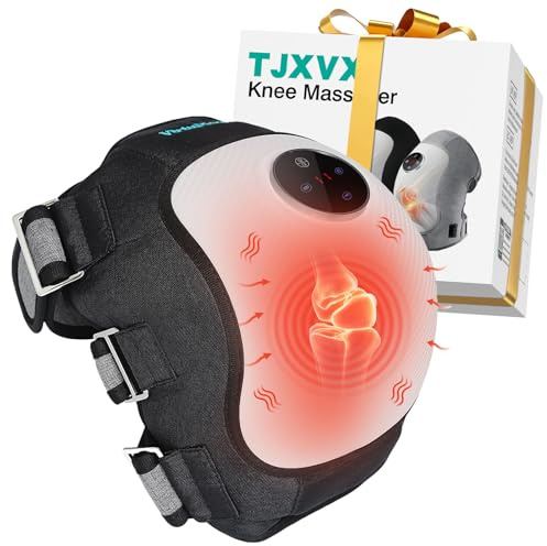 Electric Heated Knee Massager, Heating Pad with Kneading Function, 5000mAh Hihg-Capacity Battery, Cordless and Portable Body Massager for Relaxation, Relief Stress, Gift for Men Women, Black, 1 Pack