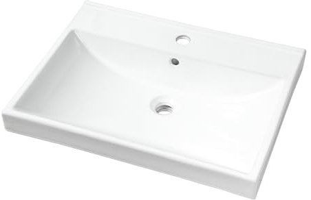 NUESTRA VIDA Lavabo da Incasso Moderno, Ceramica Bianca 61×46×16,5 cm, Design Compatto con Foro e Troppopieno, Facile da Pulire